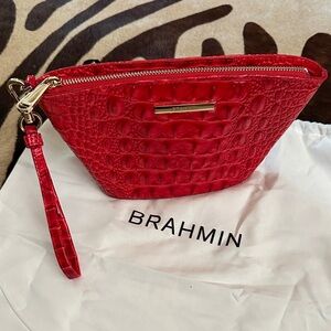 Brahmin Ariana Croc-Embossed Wristlet in Sriracha Red